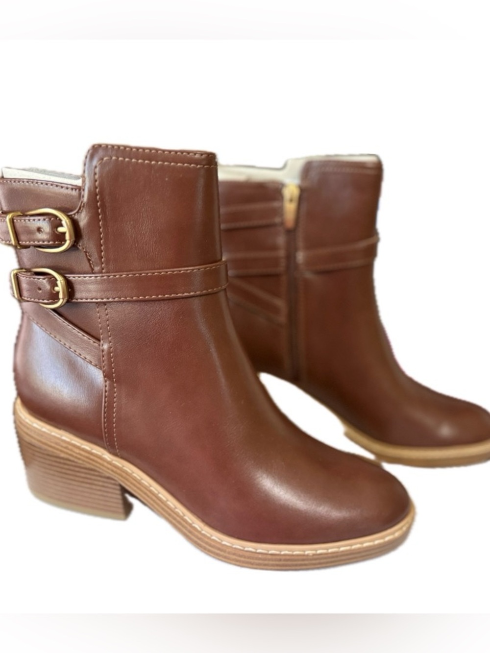 Marc Fisher Marieta 2 NWT 9M Dark Natural Brown Buckle Ankle Boots $179